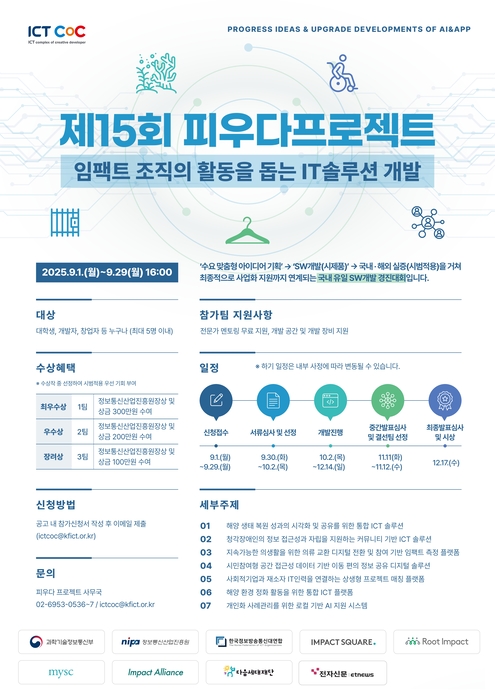 ICT이노베이션스퀘어, 사회문제 해결 SW 경진대회 '피우다프로젝트' 개최