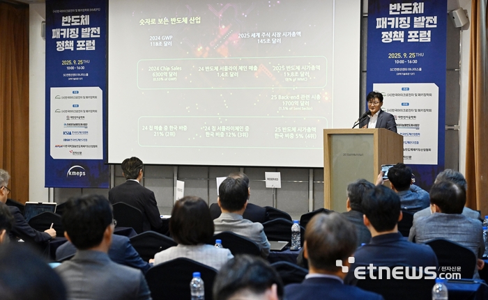 [포토] '첨단 패키징 시장 분석' 발표하는 이승우 유진증권 상무