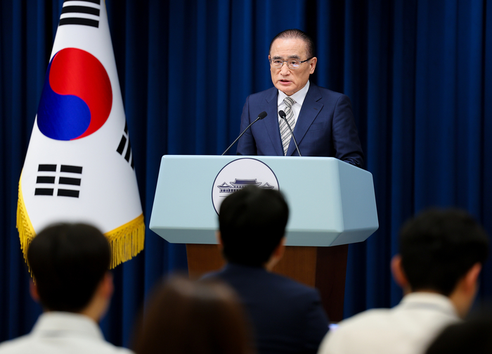 위성락 국가안보실장, 이시바 일본 총리 방한 관련 브리핑     (서울=연합뉴스) 김도훈 기자 = 위성락 국가안보실장이 29일 용산 대통령실에서 이시바 시게루 일본 총리 방한 관련 브리핑을 하고 있다. 2025.9.29     superdoo82@yna.co.kr (끝)