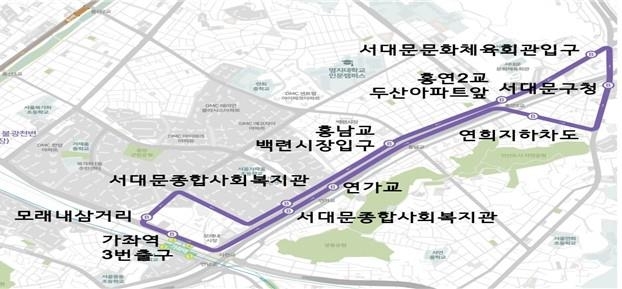 서대문구 자율주행버스 노선도 / 서대문구