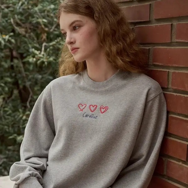 꼼파뇨 카롤라인 체인 자수 스웨트셔츠 그레이