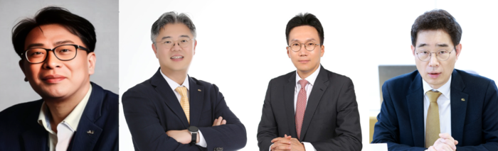(왼쪽부터) 최혁재 신한금융 AX·디지털부문장, 조영서 KB금융지주 AI디지털본부 총괄, 옥일진 우리금융지주 디지털혁신부문장, 송병철 KB국민은행 디지털영업그룹 대표