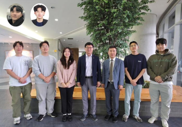 (왼쪽부터) 박서학 박사과정, 안재완 박사, 전도경 박사과정, 최성율 교수, 김일두 교수, 박충성 박사, 신의철 박사과정.