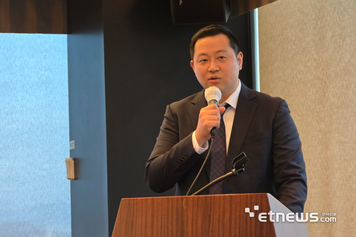 20일 IPO 간담회에서 발표 중인 채명수 노타 대표. ⓒ박종진기자