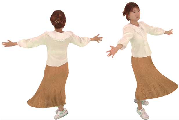 KAIST 성과로 부드러운 춤사위와 옷주름을 세밀하게 표현한 모습