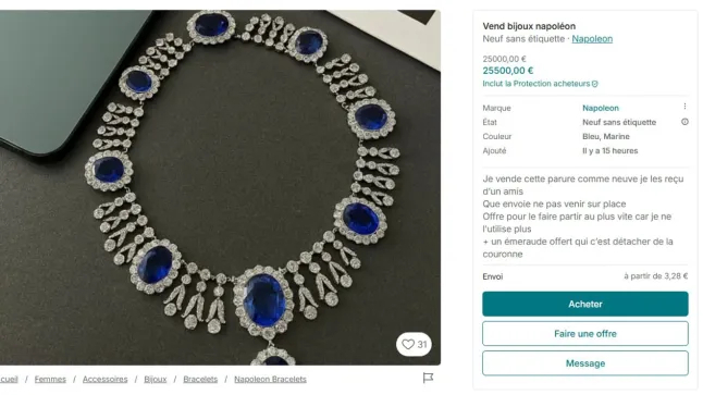 온라인 경매 사이트에 '나폴레옹 보석'으로 등록된 상품. 사진=빈티드/메트로 캡처