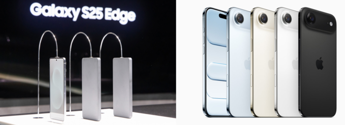 갤럭시S25엣지(왼쪽)와 아이폰 에어