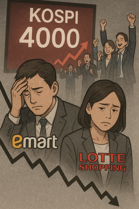 코스피 4000은 남의 잔치…유통가, 주가 부진에 '한숨'