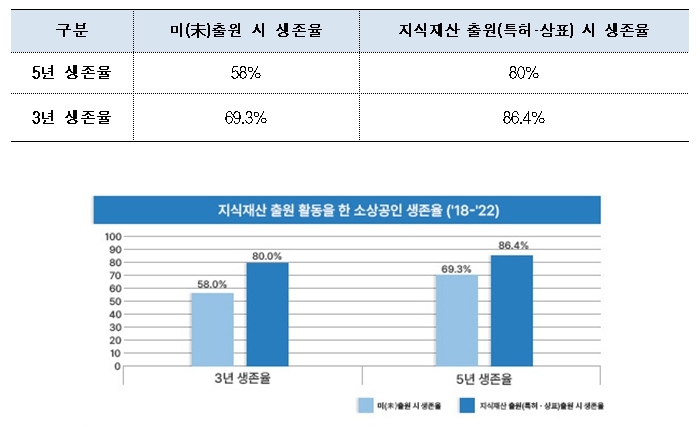 지식재산처 “지식재산 출원 활동 소상공인 80% 5년 이상 생존”