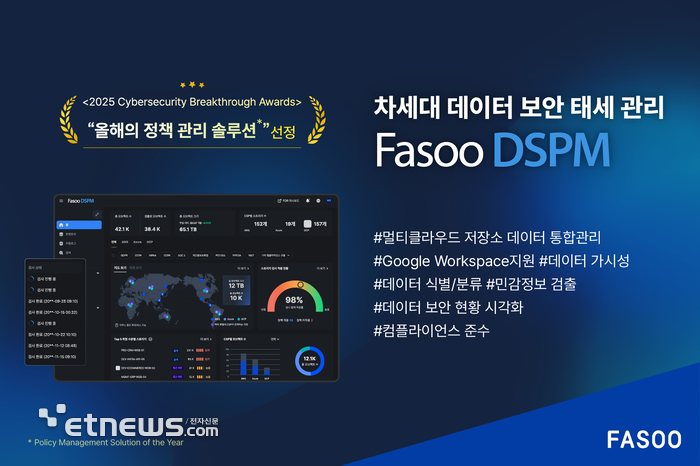 파수 DSPM, 글로벌 어워드 수상…차세대 클라우드 보안 시장 주도권 확보