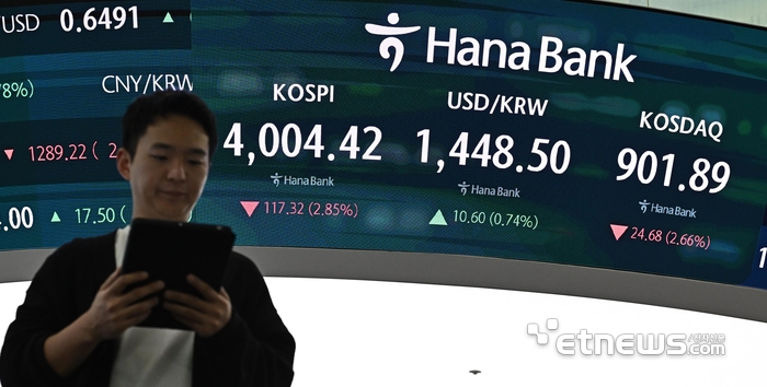 [포토] 코스피 4000선 방어