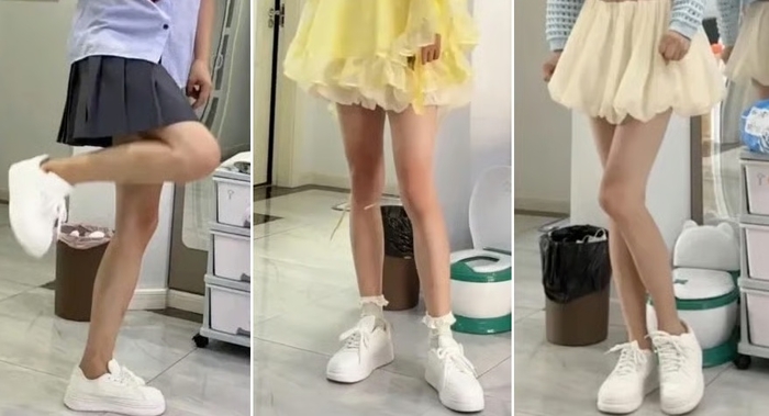 치마 입고 각선미 뽐내…女보란듯? 30대 아빠의 다리