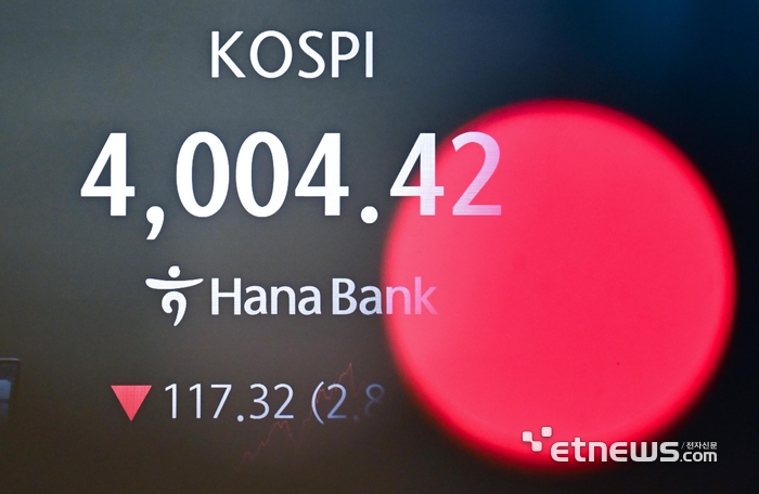 [포토] 코스피 4000선 방어