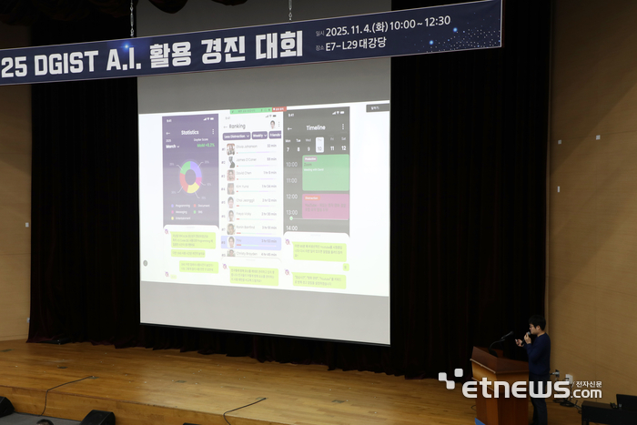 디지스트가 AI 활용 경진대회 최종 발표회를 열고 있다.