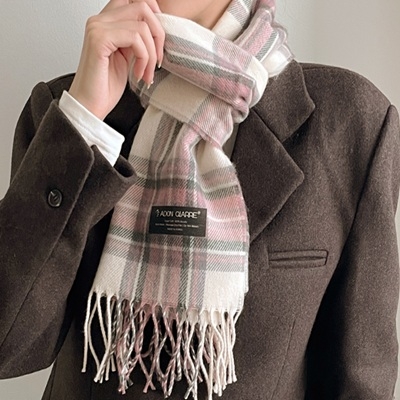 남녀공용 체크 니트 머플러