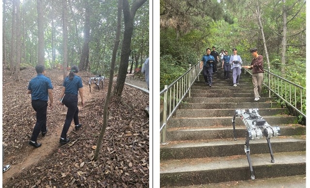 라이온로보틱스 비정형 지형 순찰 실증 사진. 〈출처: KAIST GCC〉