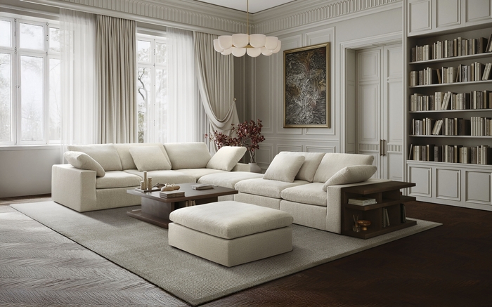 까사미아 히트 상품 '캄포' 시리즈의 신제품 '캄포 구스' 소파.