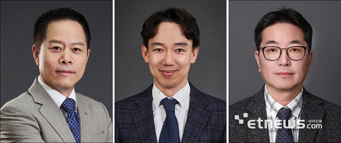 광동제약 임원 승진자. 왼쪽부터 박상영 사장(경영총괄), 배기룡 전무이사(의약연구개발본부장), 정대석 상무이사(인사기획부문장)