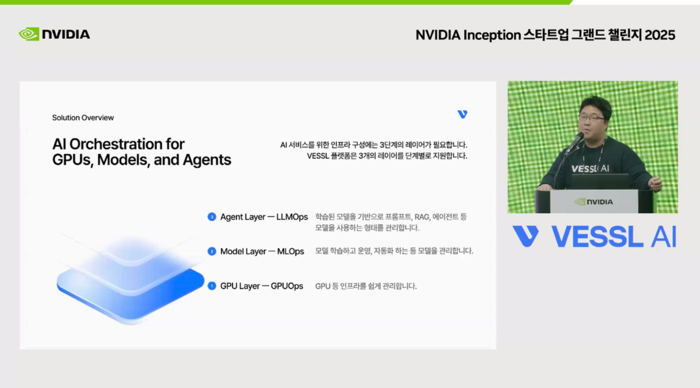 전지환 베슬AI CTO가 1차 라이브 피칭에서 당사 제품을 소개하고 있다. 제공=베슬AI