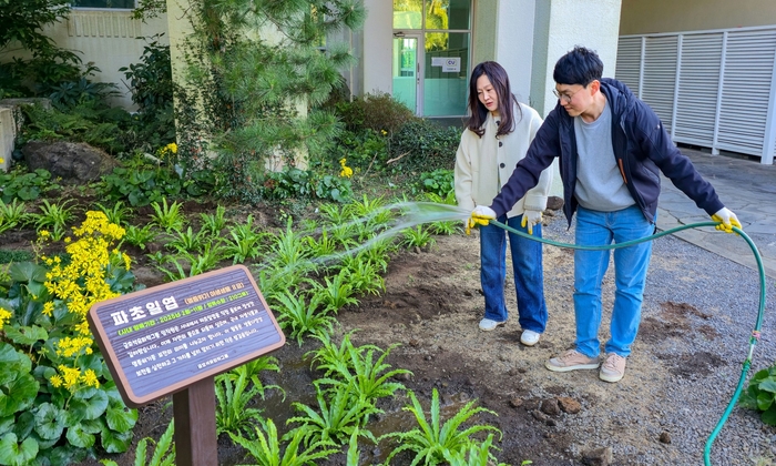 금호석유화학그룹 임직원 파초일엽 관리 모습. 금호석유화학
