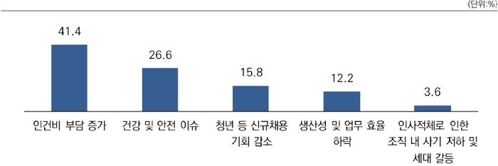 법정 정년연장제도 시행 시 부담되는 부분  〈출처:중기중앙회〉