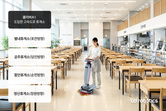 브이디로보틱스, 별내 고속도로 휴게소에 습식청소 로봇 '클리버A1' 공급
