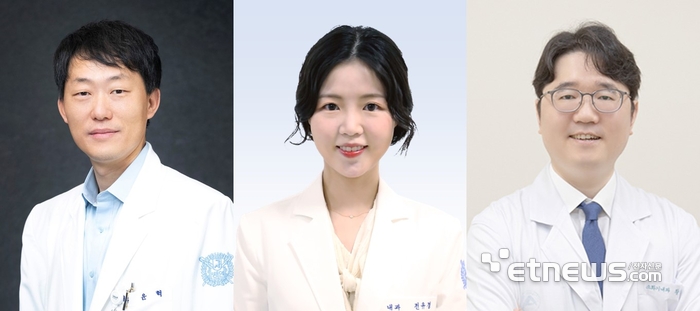(왼쪽부터) 분당서울대병원 소화기내과 윤혁, 전유경 교수, 서울아산병원 소화기내과 황성욱 교수.