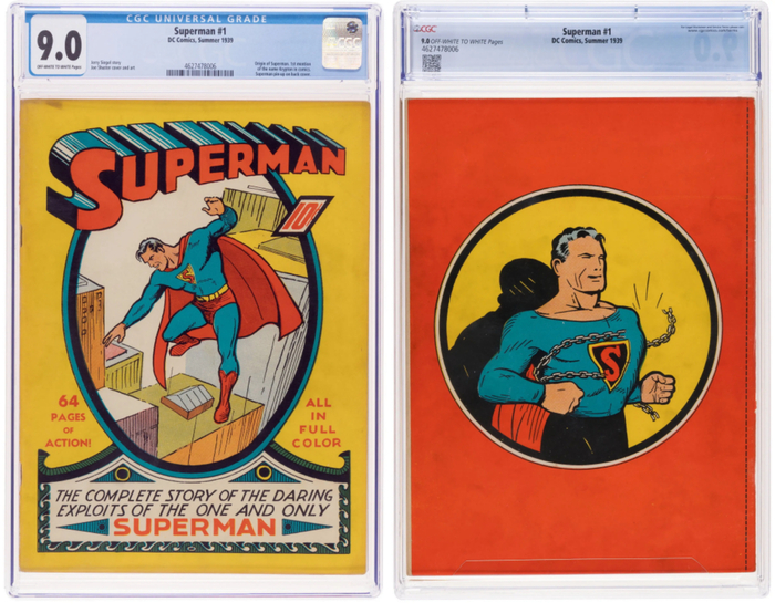 134억원에 낙찰된 만화책 '슈퍼맨 1호'. 사진=헤리티지 옥션