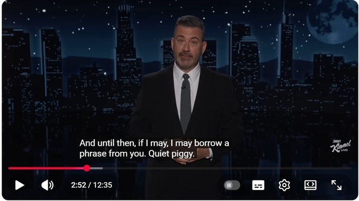 지미 키멀, 방송퇴출 압박하는 트럼프에 “조용히 해, 돼지야” 막말 응수