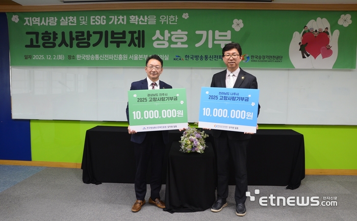 KCA와 KoELSA 관계자가 고향사랑 기부제 관련 업무협약후 기념촬영했다.