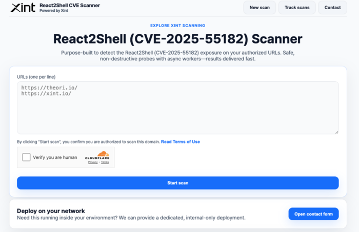 티오리가 '리액트투쉘'(React2Shell) 취약점 대응을 위해 서버 취약 여부를 점검할 수 있는 웹 기반 도구 '리액트가드'를 공개했다.(티오리 제공)