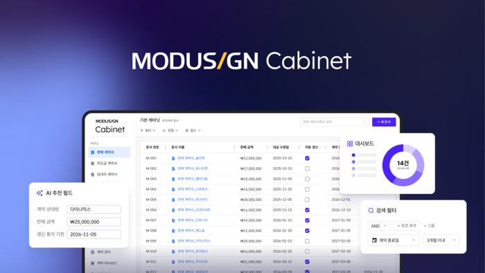 AI 계약 관리 솔루션 '모두싸인 캐비닛'. [사진=모두싸인 제공]