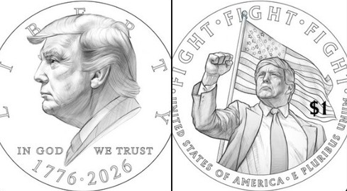 SNS에서 유포된 미국 독립 250주년 기념주화 디자인 초안. 사진=엑스 캡쳐