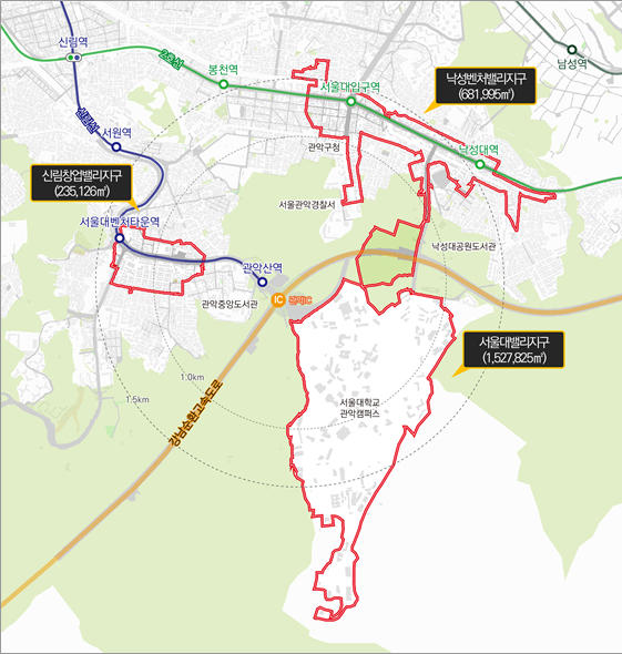관악S밸리 R&D 벤처·창업 특정개발진흥지구 대상지 위치도
