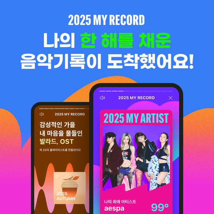 카카오엔터테인먼트의 뮤직플랫폼 멜론이 연말을 맞아 이용자 개개인이 올해의 음악감상 이력을 여러 인포그래픽과 이벤트로 돌아볼 수 있는 뮤직 빅데이터 조회 서비스 '2025 MY RECORD'를 오픈했다.
