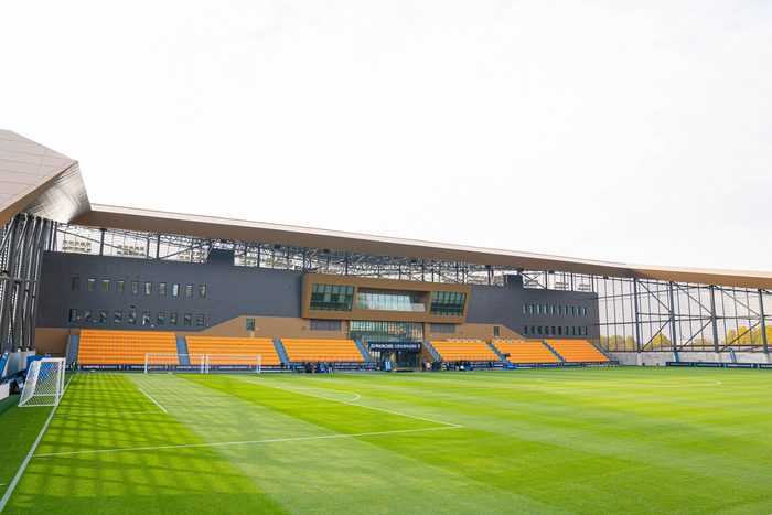 '코리아 풋볼 파크(KOREA FOOTBALL PARK)'의 스타디움 내부 축구장 전경.