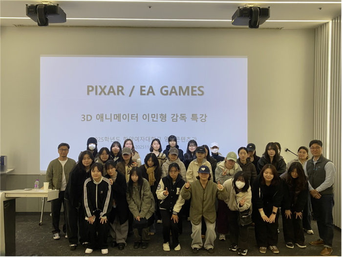 한양여자대학교는 지난 11월 6일 영상콘텐츠과에서 현재 미국에서 PIXAR/EA Games 3D 애니메이터로 활동 중인 이민형 감독 특강을 진행했다.(사진=한양여대)