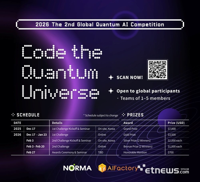 '2026 제2회 글로벌 퀀텀 AI 경진대회' 참가 모집 배너.