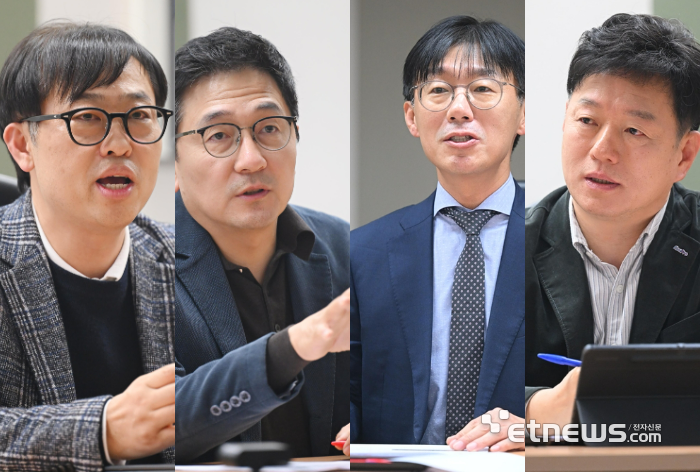 왼쪽부터 송병훈 한국전자기술연구원 센터장, 윤병동 원프레딕트 대표(서울대 교수), 이민우 산업통상부 산업정책관, 이수호 에코프로 전무