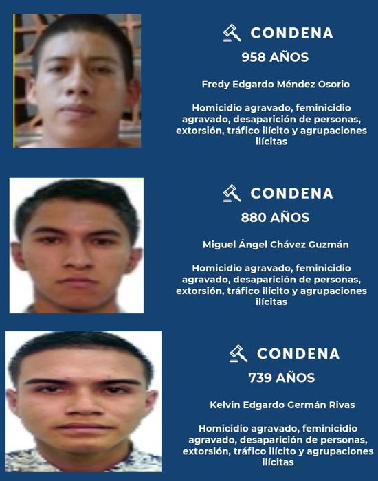 수백년의 징역형을 선고받은 엘살바도르 MS-13 조직원. 사진=엘살바도르 검찰총장실 엑스 캡처