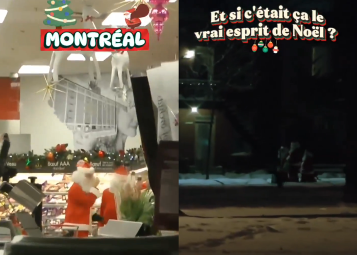 캐나다 몬트리올의 한 식료품 가게에서 산타클로스로 분장한 사람들이 물건을 훔쳐 달아났다. 사진=인스타그램((Les soulevements du Fleuve)