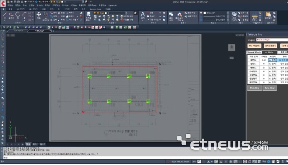 AI 도면 인식을 통해 부재 위치를 자동으로 시각화한 화면.