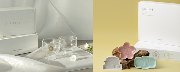 △왼쪽 오얏꽃 막걸리잔 세트 2P/ 오른쪽_고궁 소스볼 세트 3P