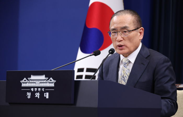 방일 일정 설명하는 안보실장     (서울=연합뉴스) 한상균 기자 = 위성락 국가안보실장이 9일 청와대 기자회견장에서 이재명 대통령 방일 일정을 브리핑하고 있다. 2026.1.9     xyz@yna.co.kr (끝)