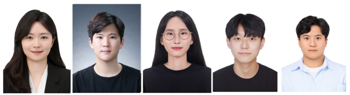 (왼쪽부터)박지은 한국공학대학교 융합기술에너지대학원 교수, 박성빈 한국과학기술연구원 박사, 신유진 서울대 박사과정생, 기민석 한국공학대 융합기술에너지대학원 석사과정학생, 이대현 한국공학대 생명화학공학과 학사과정학생.