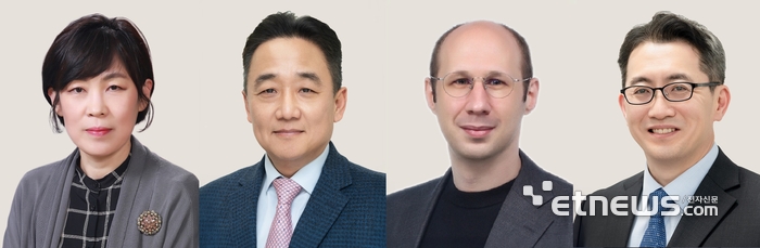 제19회 아산의학상 수상자 왼쪽부터 이호영 기초의학부문 교수, 김승업 임상의학부문 교수, 젊은의학자부문 마틴 슈타이네거·이주명 교수. (아산사회복지재단 제공)