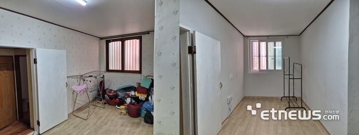 수원도시재단,  '2026년 새빛하우스 집수리 지원사업'의 일환으로 창호, 도배, 장판 수리 전(왼쪽)과 수리 후 모습.