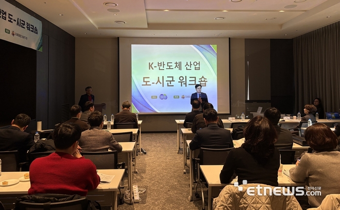 박노극 경기도 미래성장산업국장이 22일 판교에서 열린 'K-반도체 산업 도-시·군 상생 협력의 장'에 참석해 인사말을 하고 있다.