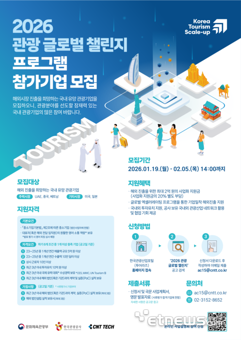 씨엔티테크, '2026 관광글로벌챌린지' 참여기업 모집