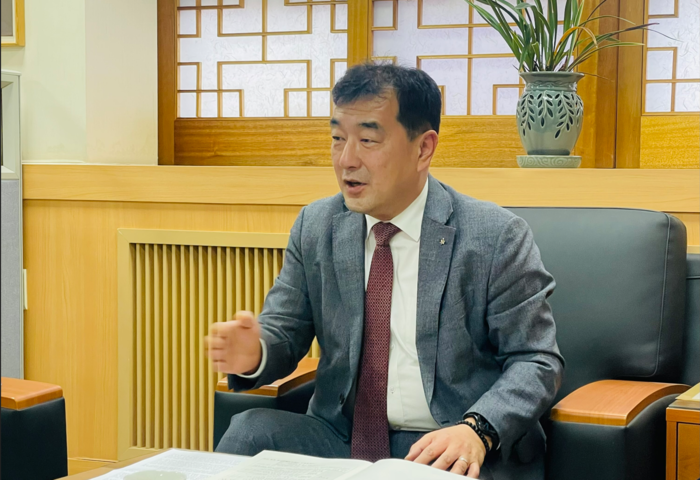 강규영 동국대 라이즈 사업단장이 동국대가 그릴 라이즈 사업의 방향에 대해 설명하고 있다. (사진=권미현 기자)